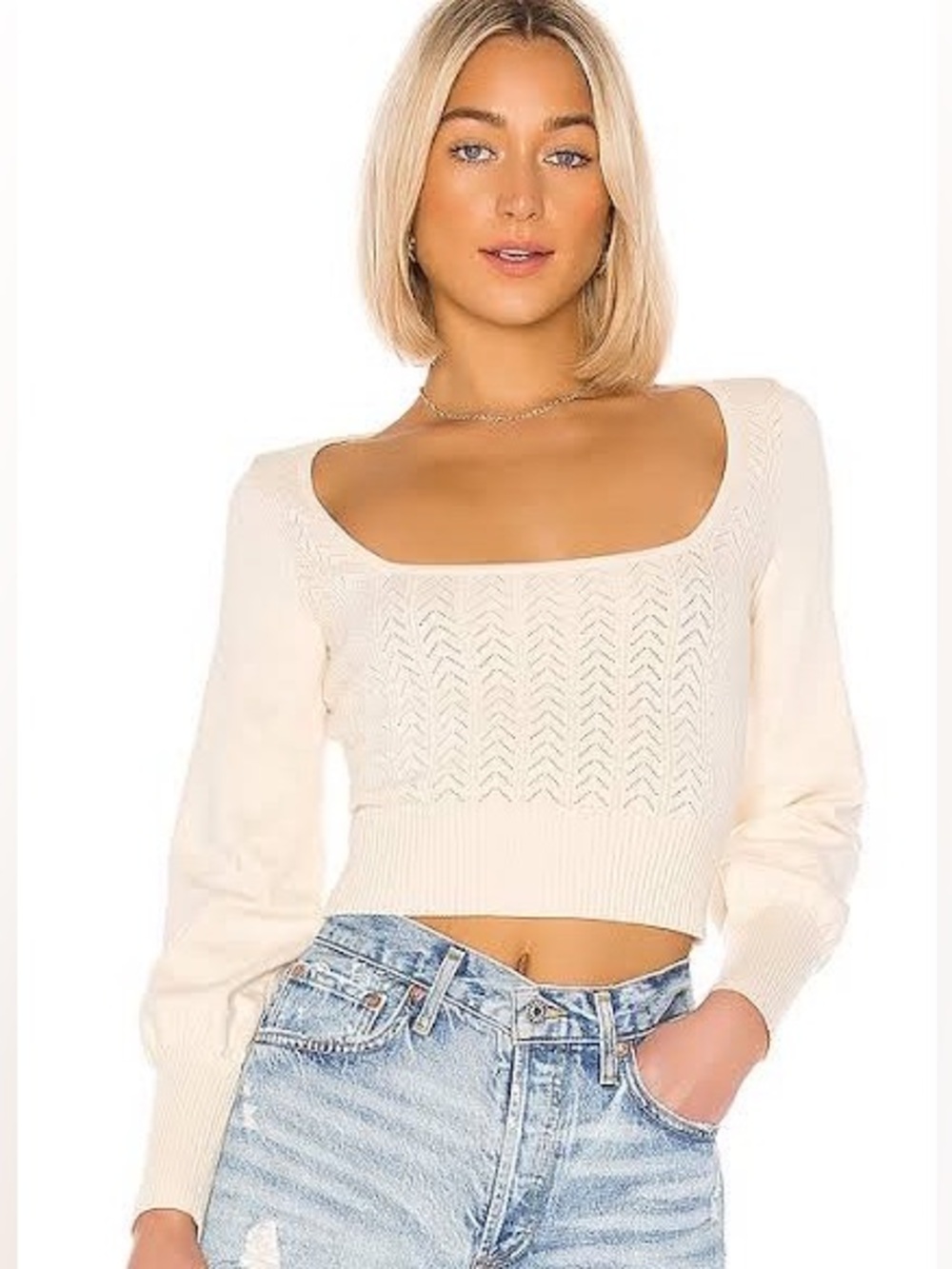 Tularosa x Revolve Sasha Cropped Sweater in Off White Cream size Medium